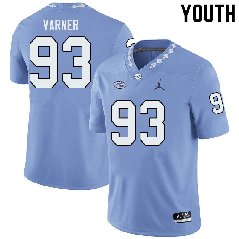 Jordan Brand Youth #93 Kristian Varner North Carolina Tar Heels College Football Jerseys Sale-Blue